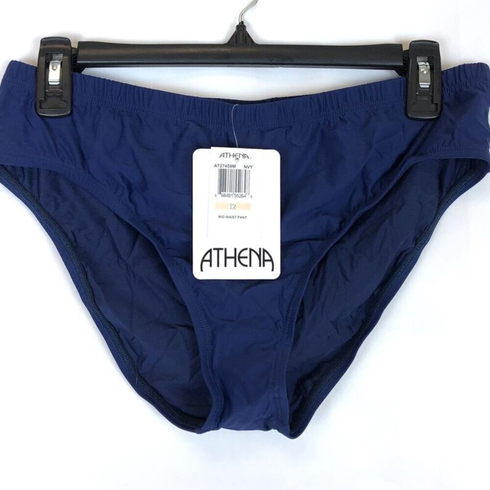 Athena Women’s Solid Blue Bikini Bottom, Swim Brief, Size 12